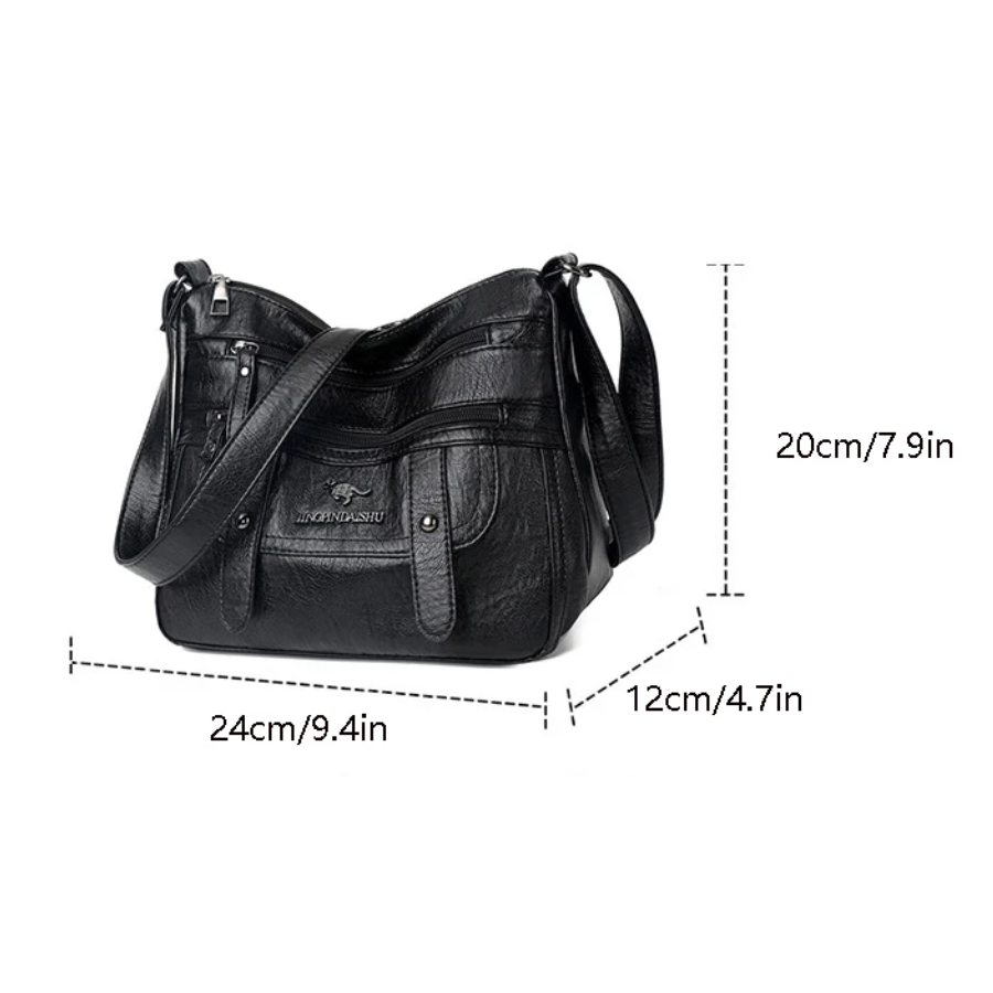 Women's Leather Multi Compartment Shoulder Sling Bag