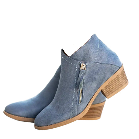 Suede Platform Zipper Women's Ankle Boots