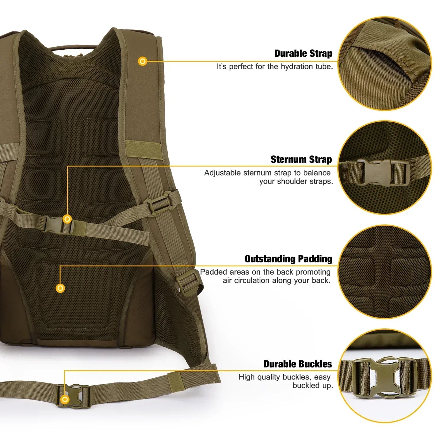 Outlander Tactical Backpack with Rain Cover For Fishing Camping Pack Ready 35L Capacity