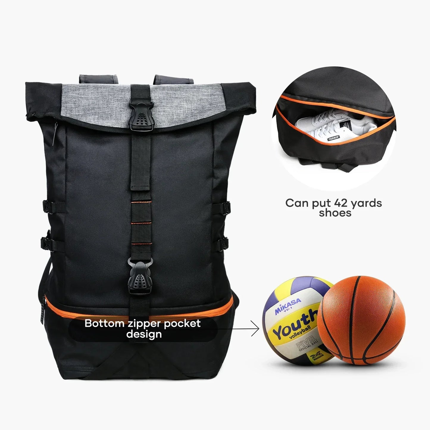 Basketball Backpack Sports Bag Sports Equipment Bag Travel Pack Ready 35L Capacity