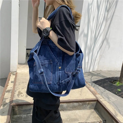 Urban Oversize Denim Shoulder Bag Ladies