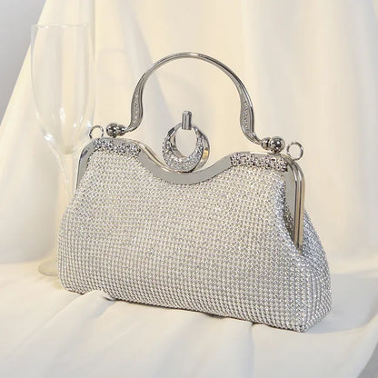 Gold Mesh Clutch with Ring Handle