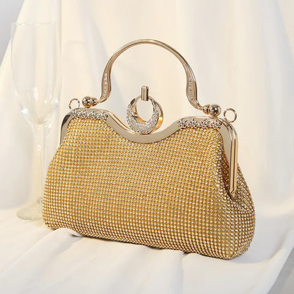 Gold Mesh Clutch with Ring Handle