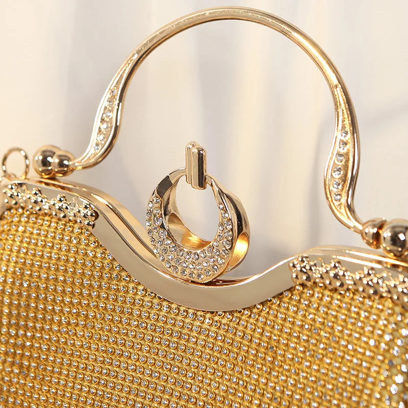 Gold Mesh Clutch with Ring Handle