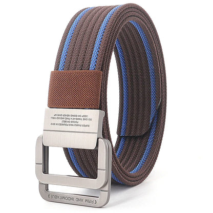 Unisex Stripes Belt with Metal Rings