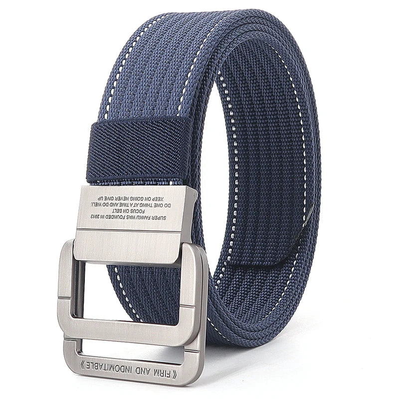 Unisex Stripes Belt with Metal Rings