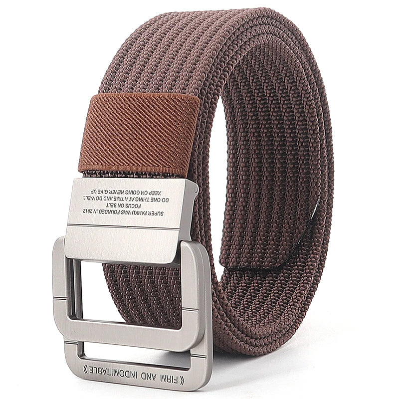 Unisex Stripes Belt with Metal Rings