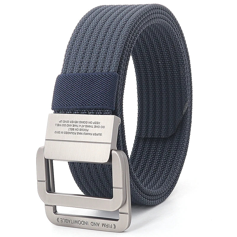 Unisex Stripes Belt with Metal Rings