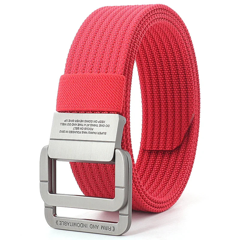 Unisex Stripes Belt with Metal Rings