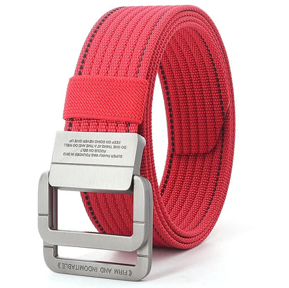 Unisex Stripes Belt with Metal Rings