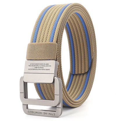 Unisex Stripes Belt with Metal Rings