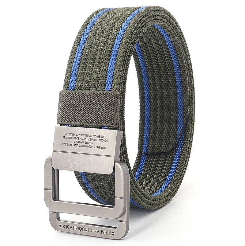 Unisex Stripes Belt with Metal Rings