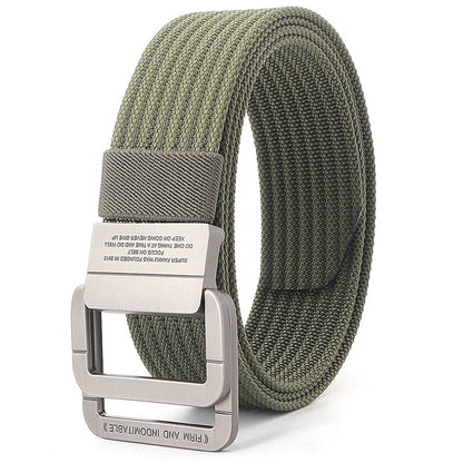 Unisex Stripes Belt with Metal Rings