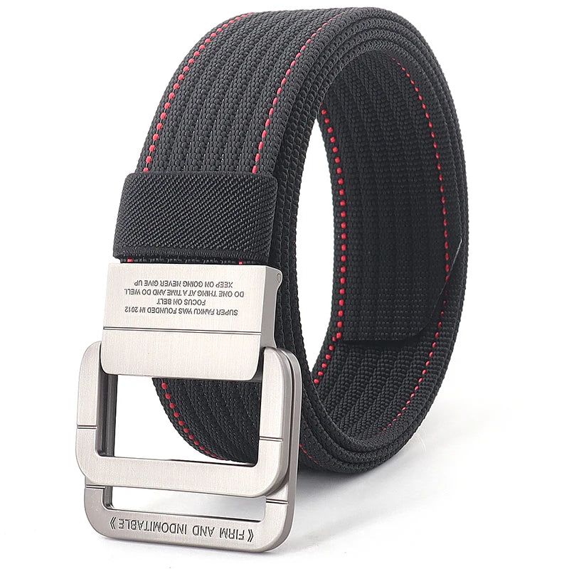 Unisex Stripes Belt with Metal Rings