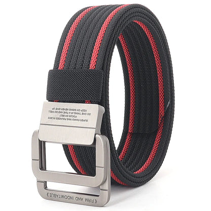 Unisex Stripes Belt with Metal Rings