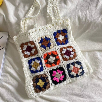 10 inches Crochet Patchwork Shoulder Bag