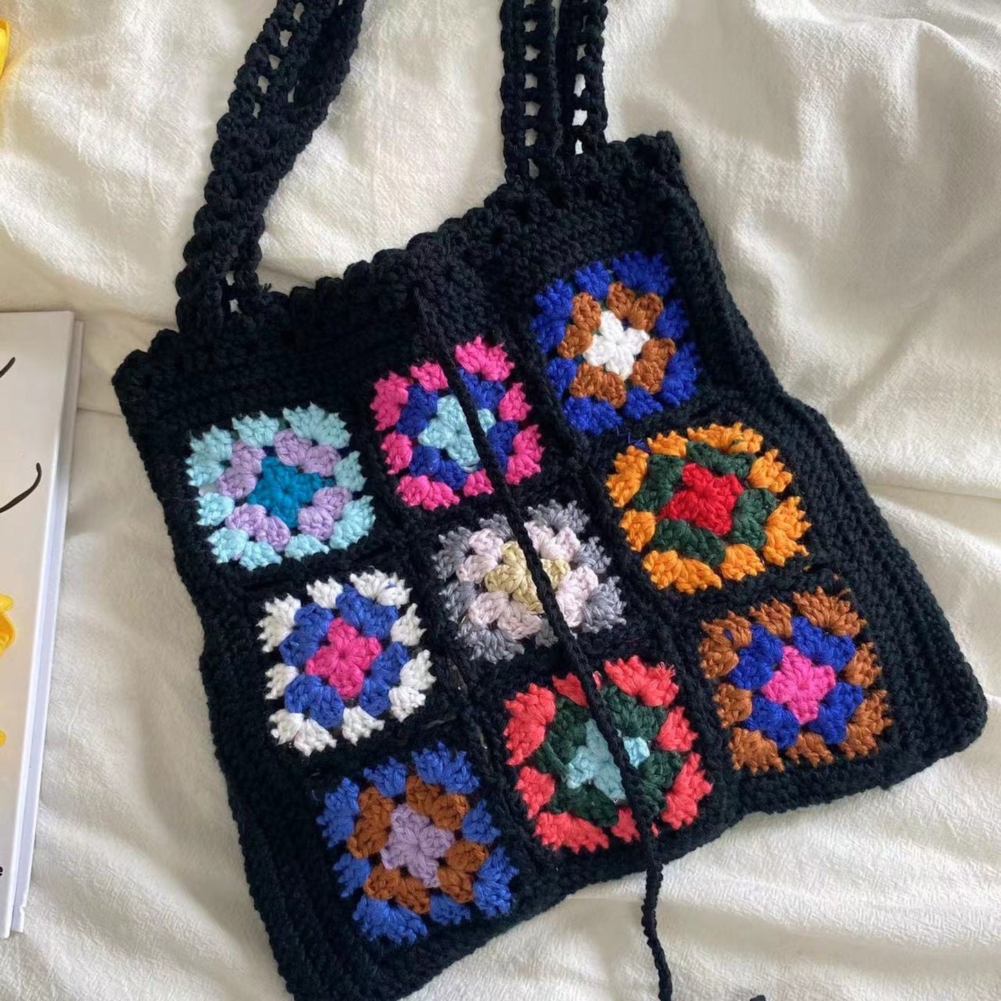 10 inches Crochet Patchwork Shoulder Bag