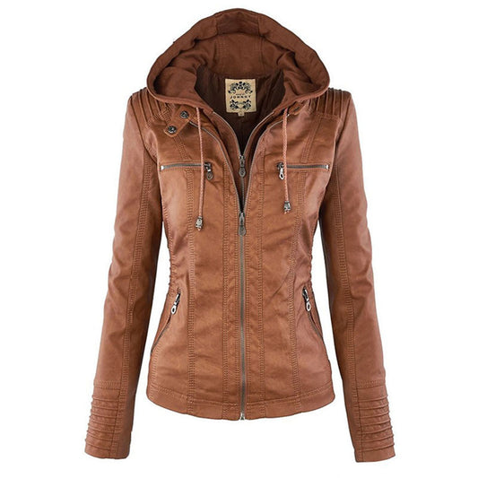 Women's Lightweight Hooded Leather Summer Coat