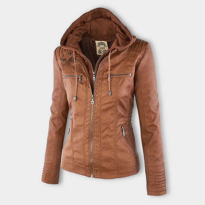 Women's Lightweight Hooded Leather Summer Coat