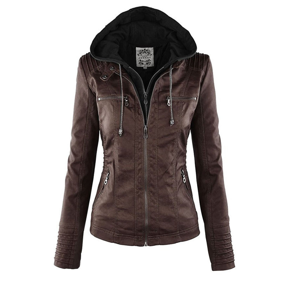 Women's Lightweight Hooded Leather Summer Coat