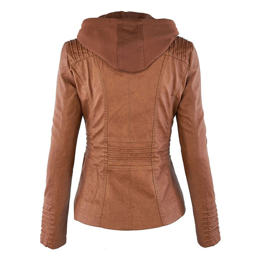 Women's Lightweight Hooded Leather Summer Coat