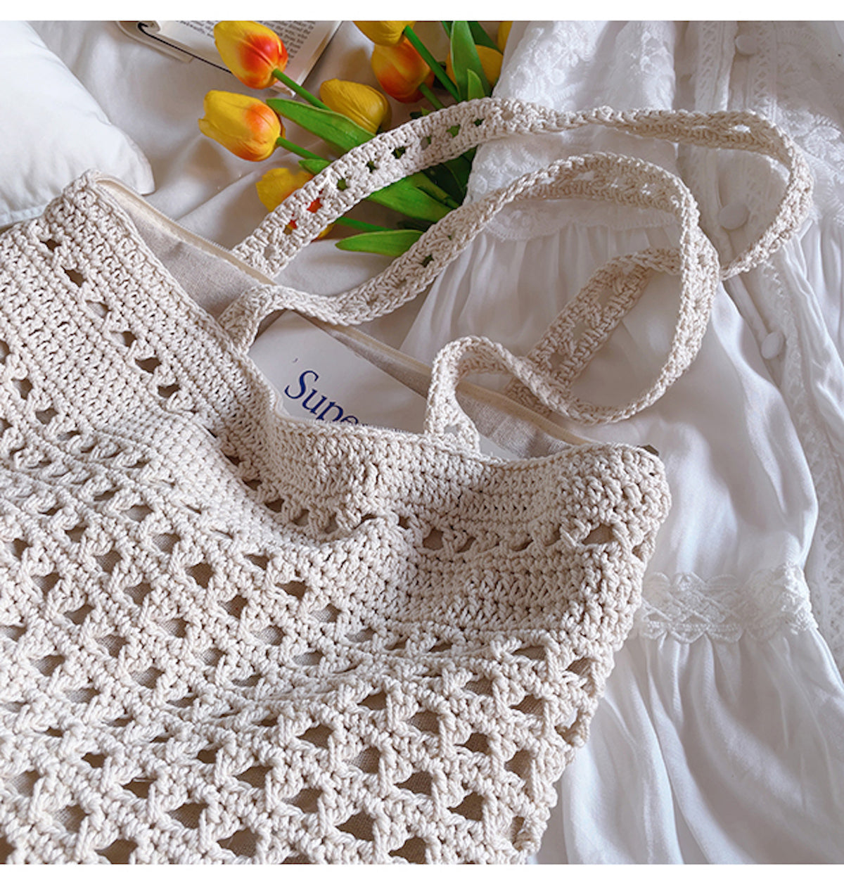 Ladies Handmade Spacious Crocheted Shoulder Bag