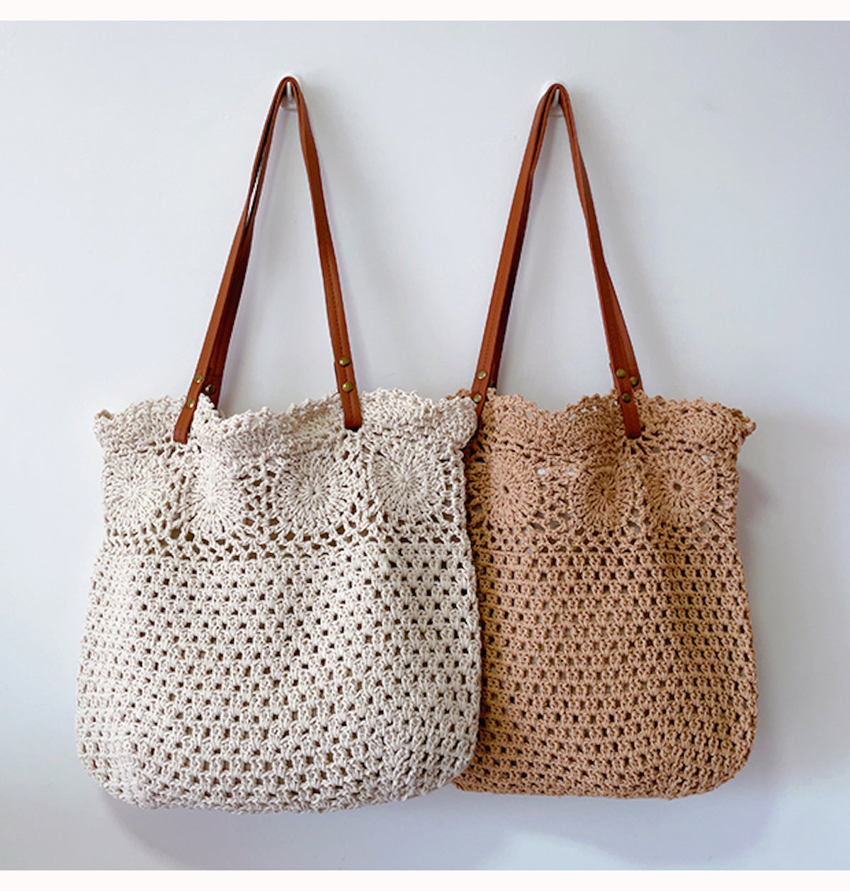 Flower Design Knitted Spacious Shoulder Bag