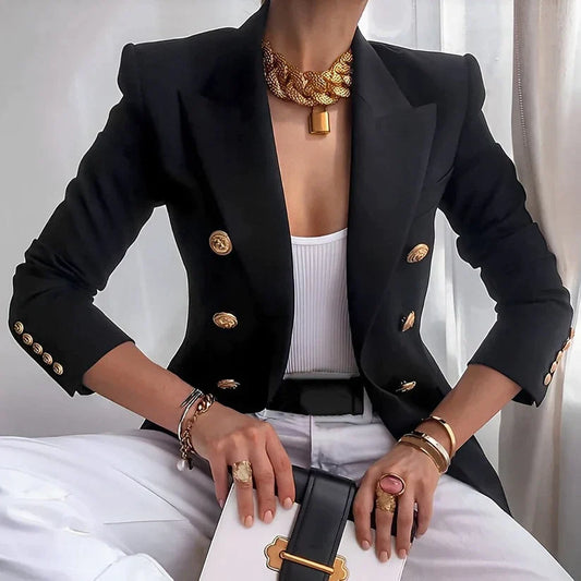 Women's Premium Gold Button Blazer