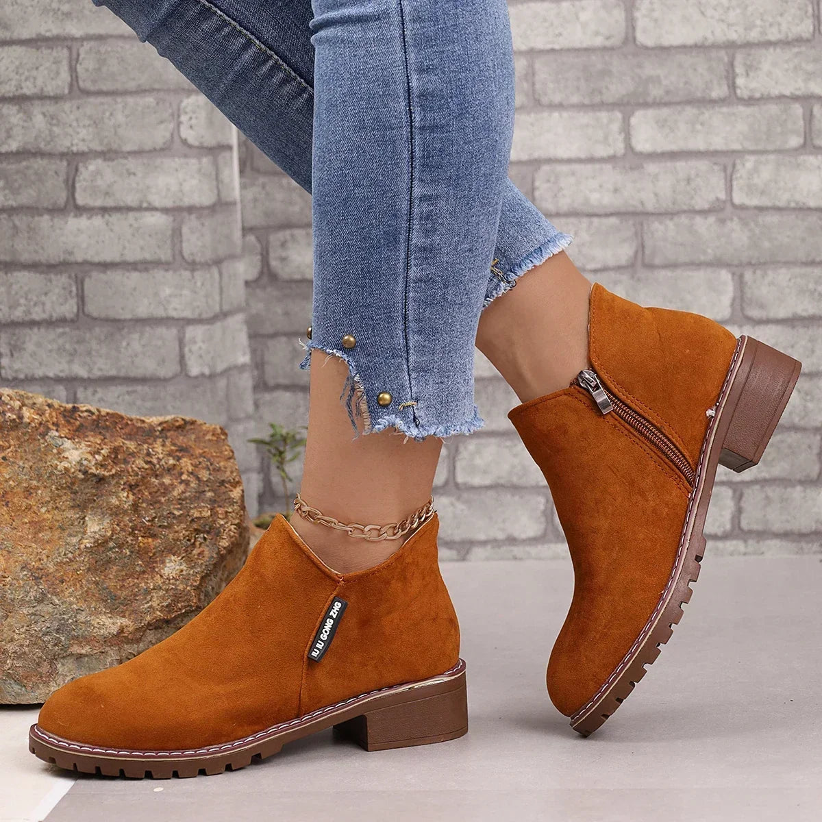 Women's Side Zip Suede Ankle Boots