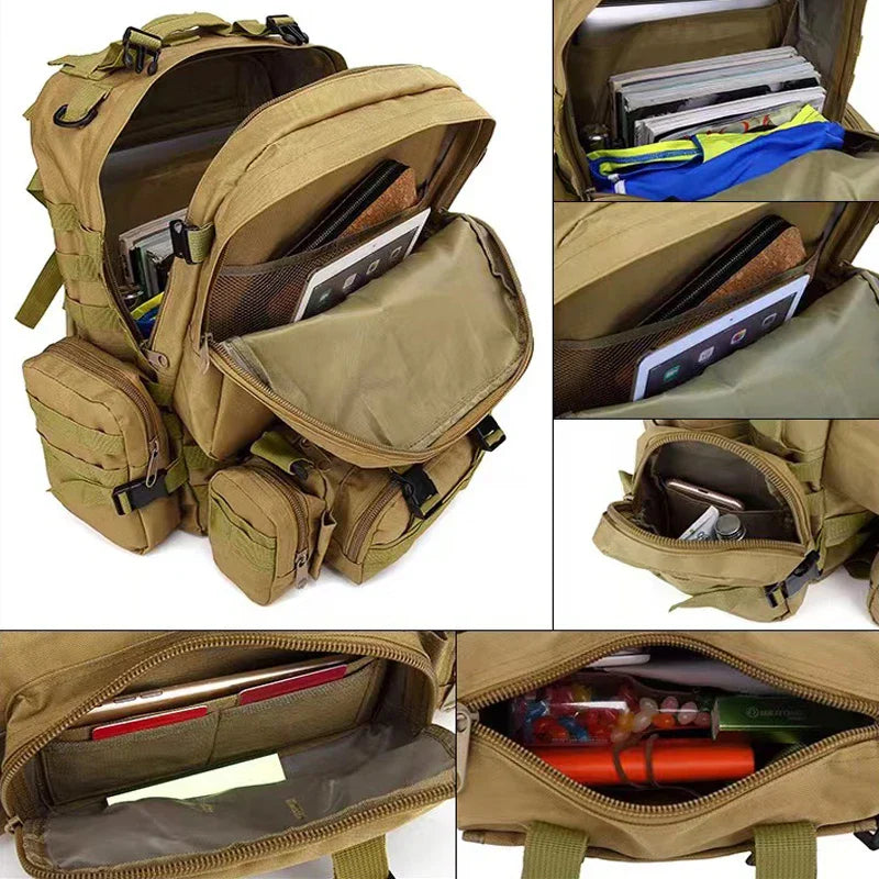 4in1 Military Tactical Camouflage Backpack Outdoor Camping Pack Ready 55L Capacity