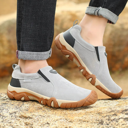 Men's Leather Slip on Casual Sneakers