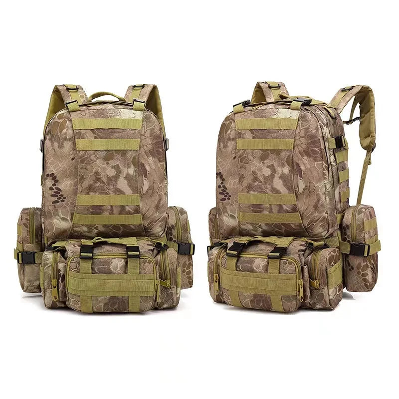 4in1 Military Tactical Camouflage Backpack Outdoor Camping Pack Ready 55L Capacity