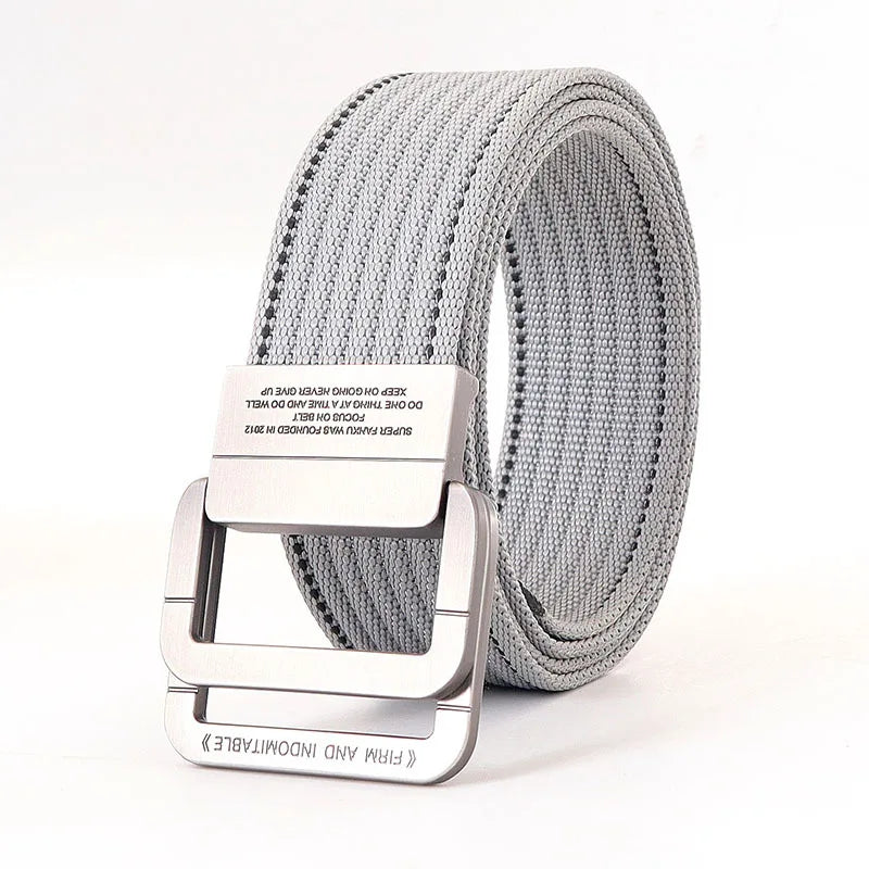 Unisex Stripes Belt with Metal Rings