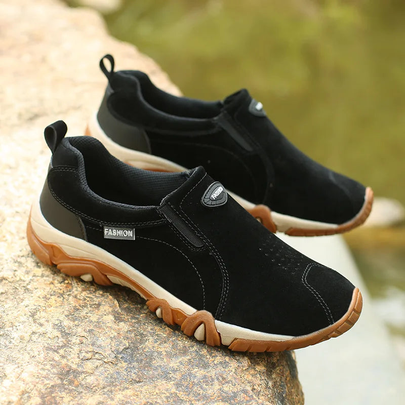 Men's Leather Slip on Casual Sneakers