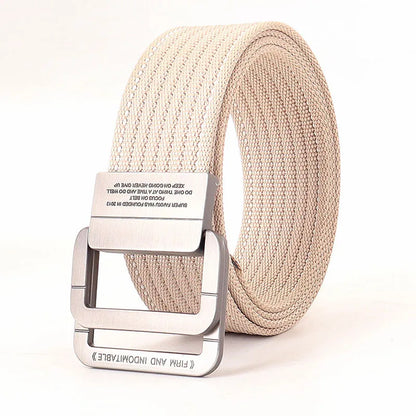 Unisex Stripes Belt with Metal Rings