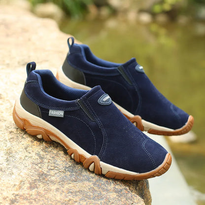 Men's Leather Slip on Casual Sneakers