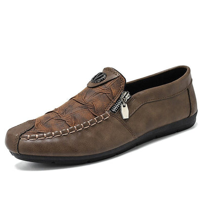 Luxury Leather Zipper Men's Slip-on Shoes