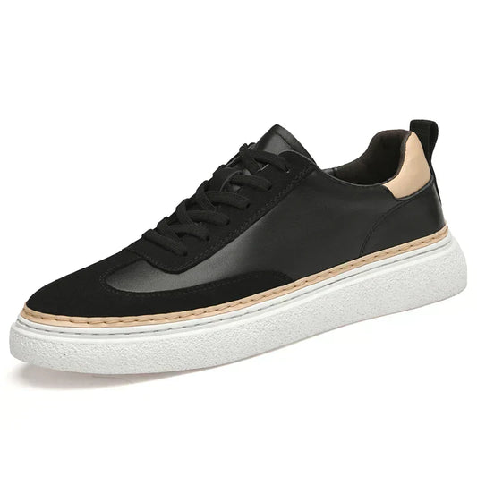 Men's Leather Sneakers with Suede Accents