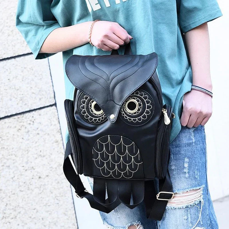 WhimsyWings PU Embossed Owl Backpack Travel and Daily Use Pack Ready Small Size