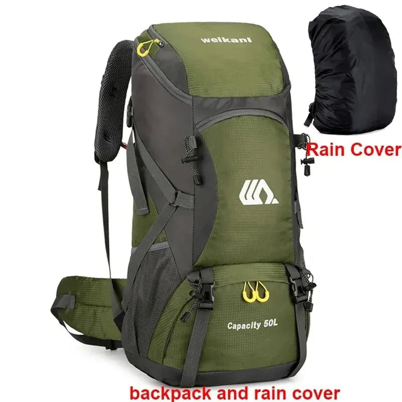 Waterproof High Quality Nylon Backpack Camping Hiking Pack Ready 50L Large Capacity