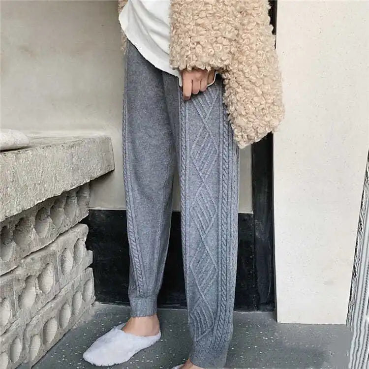 Women's Knit Twist Stripe Loose Harem Pants