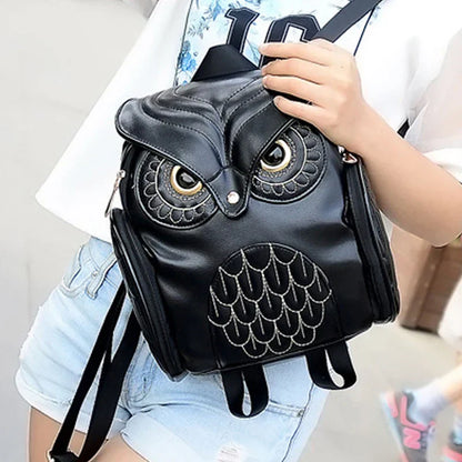 WhimsyWings PU Embossed Owl Backpack Travel and Daily Use Pack Ready Small Size