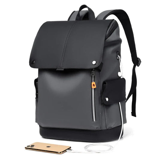 Stylish Waterproof PU Leather Laptop Backpack Business and Travel 16 Inch