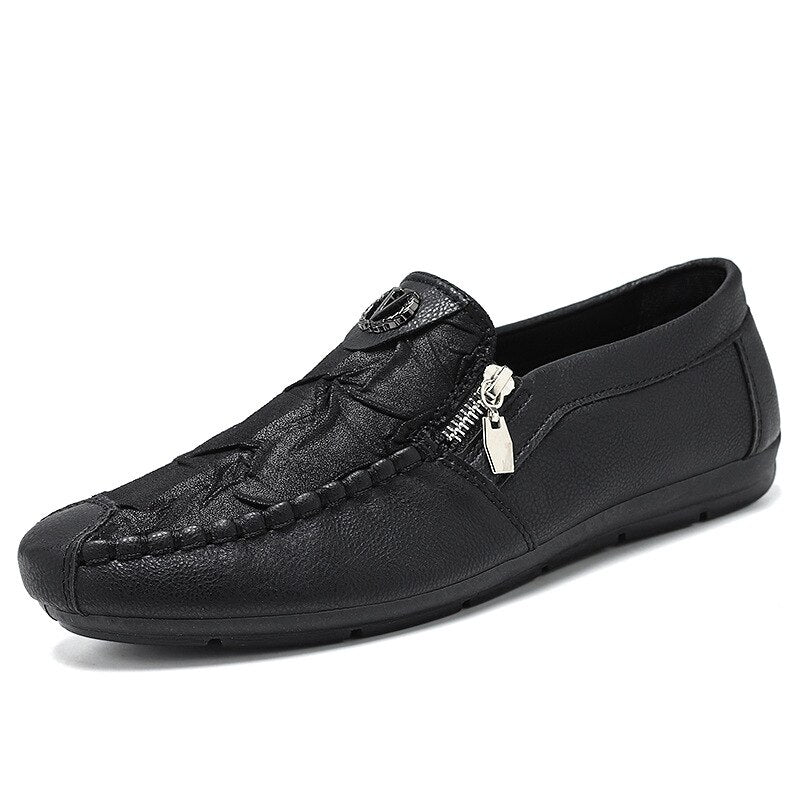 Luxury Leather Zipper Men's Slip-on Shoes