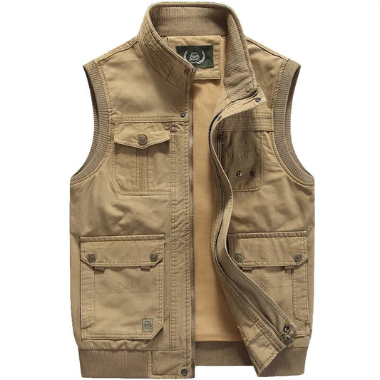 Vintage Multi Pocket Men's Khaki Vest