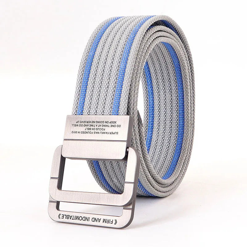 Unisex Stripes Belt with Metal Rings