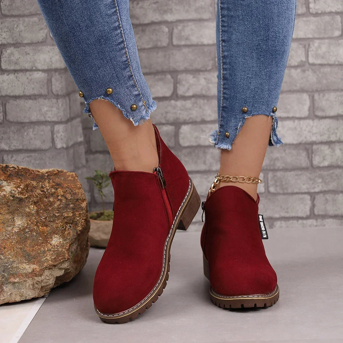 Women's Side Zip Suede Ankle Boots