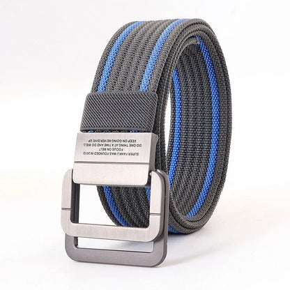 Unisex Stripes Belt with Metal Rings