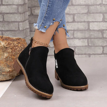 Women's Side Zip Suede Ankle Boots