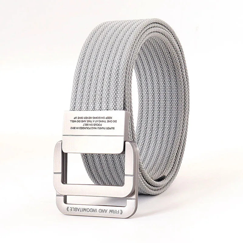 Unisex Stripes Belt with Metal Rings